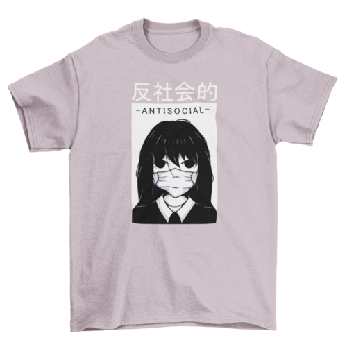 Camiseta Anime - Chica Antisocial con Mascarilla